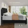 thumbnail image 4 of California  Bed Frame with 50.2" Tall Headboard, Velvet Upholstered Platform Bed with Vertical Channel Tufted Headboard & Footboard, Nailhead Trim And No Box Spring Needed, 4 of 8