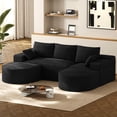 thumbnail image 3 of Wiilayok Corduroy Cloud Modular Sofa 108" Black U Shaped Sectional Sofa Couch with Ottoman,Modern Deep Seater Sofa for Living Room Bedroom, 3 of 9