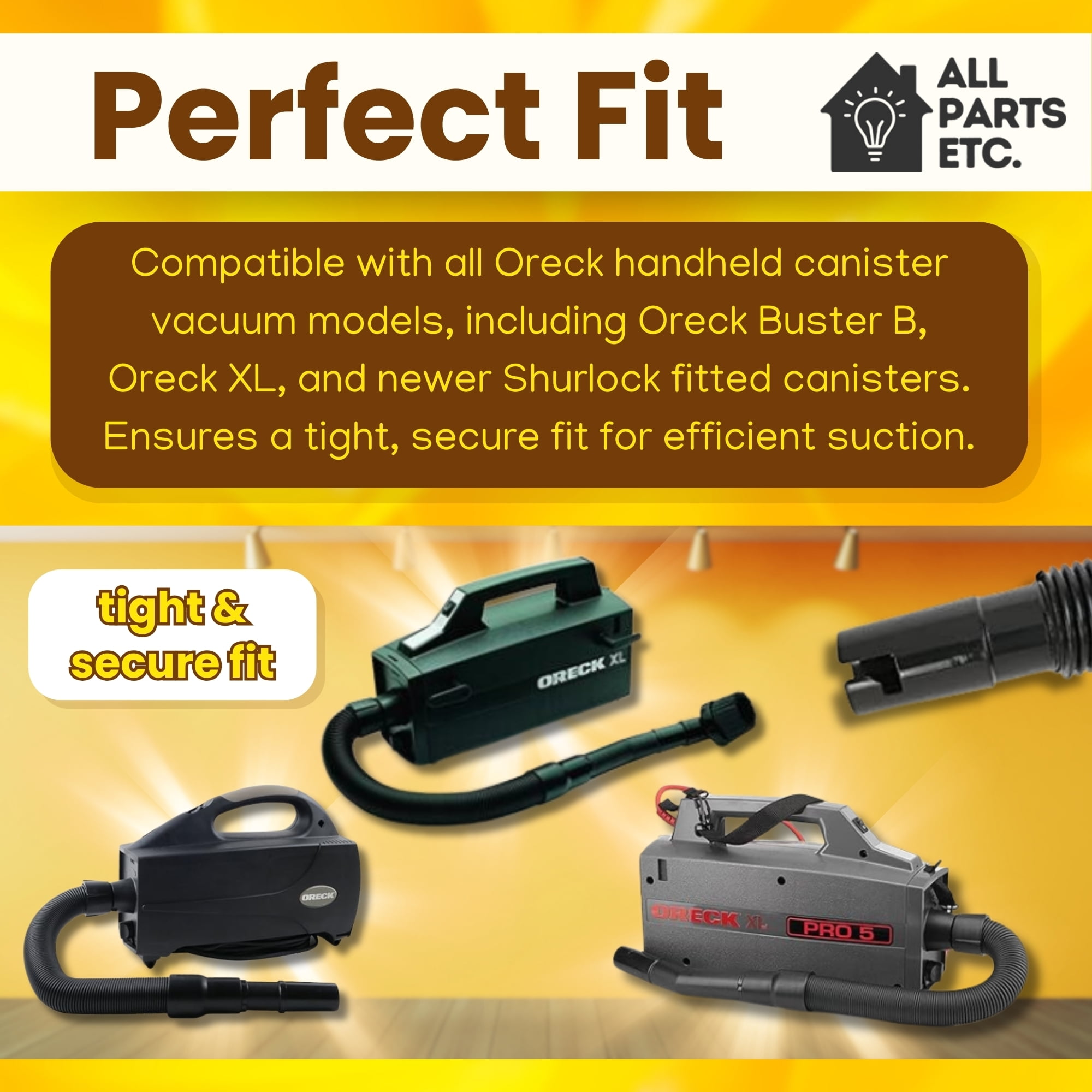 Oreck XL Canister Vacuum Hose Replacement – 4ft Slinky Hose for Oreck Handheld Canister Vacuums, Compatible with Buster B, Shurlock Models & Oreck XL Attachments