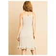 thumbnail image 3 of Fashion Oatmeal Sleeveless Ribbed Knit V-Neck Mini Sweater Dress with Ruffled Hem, 3 of 3