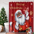 thumbnail image 4 of Shower Curtain 60"W x 72"L Christmas Black Santa Claus Red Fabric Shower Curtains Set with Hooks Water Repellent Bathroom Curtains Machine Washable Bathroom Accessories, 4 of 9