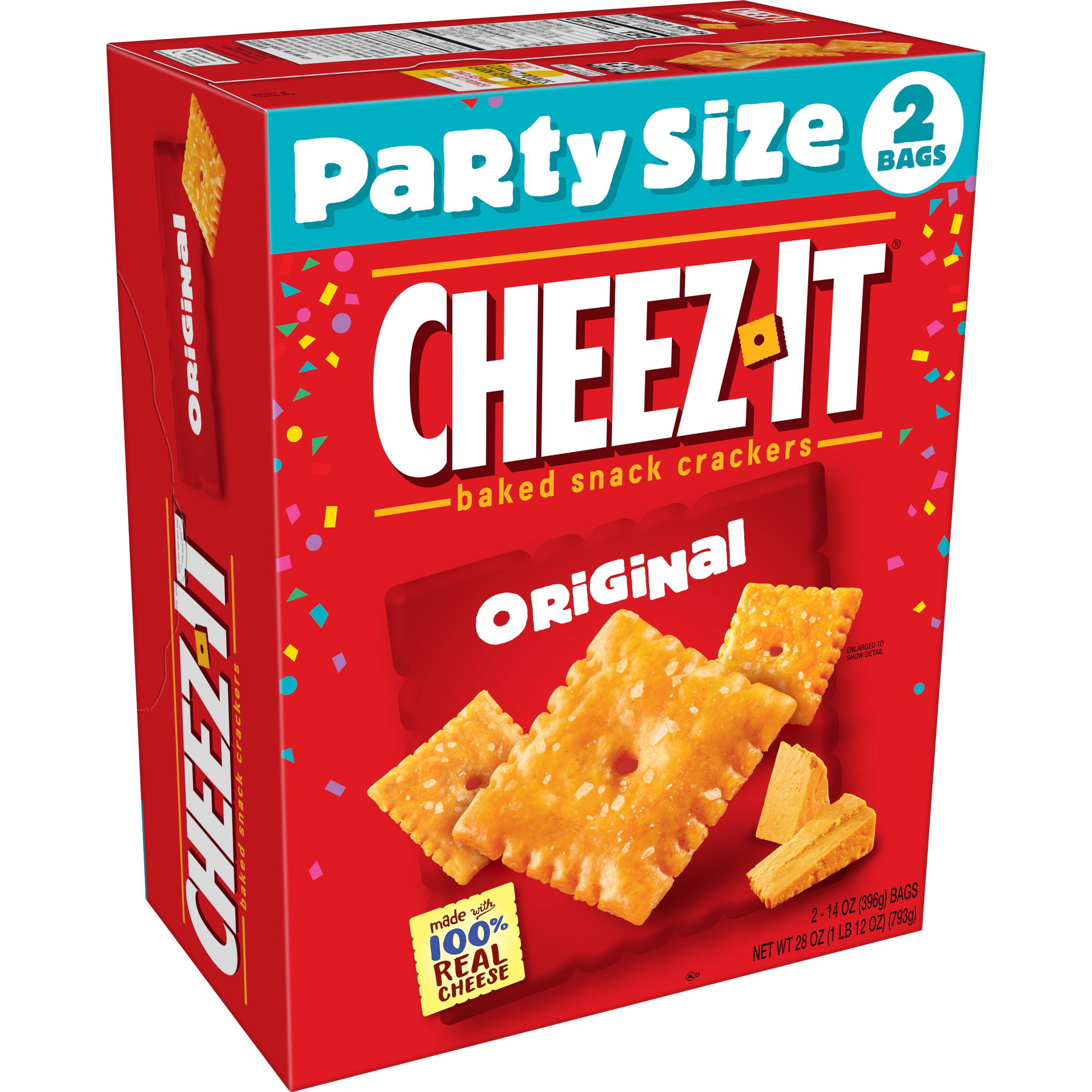 Cheez-It Cheese Crackers, Baked Snack Crackers, Original, 28oz Box, 2 Ct - Walmart.com