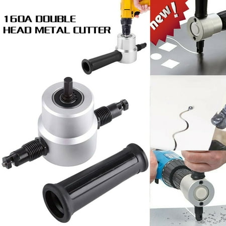 

Kisingrit Double Head Sheet Nibbler Metal Cutter with Quality Nibbler Drill Attachment for Straight Curve and Circle Cutting