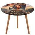 thumbnail image 1 of El rey de reyes-theme Fitted Round Tablecloths Elastic Edged Table Covers Waterproof Table Cloth for Kitchen Holiday Party Tables Decor 150cm, 1 of 6