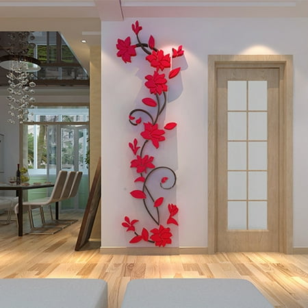 3d acrylic wall sticker, outgeek romantic flowers plant wall