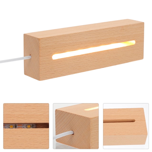 BRIGHTFUFU 2Pcs Rectangular Wood LED Light Display Base with Display Function for Acrylic Items