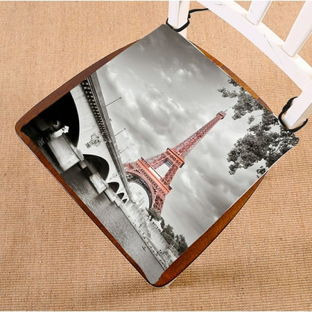 

PHFZK Cityscape Chair Pad View of Paris Eiffel Tower in Monochrome Style Seat Cushion Chair Cushion Floor Cushion Two Sides Size 18x18 inches