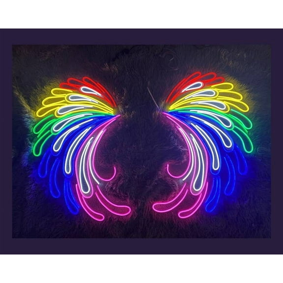 Glowneon Colorful Angel Wings Neon Signs, Photobooth Room Decor