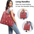 thumbnail image 2 of 5 Pack Foldable Shopping Bag,Red Christmas Candy Cane Pattern Reusable Grocery Bags with Pockets,Large Reusable Tote Bags with Handles Waterproof & Lightweight, 2 of 6