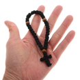 thumbnail image 3 of Prayer Braided Cross Bracelet Catholic Bracelets for Communion Black Woven Rope with Wood Beads 1Pack, 3 of 5