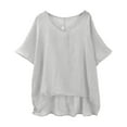 thumbnail image 5 of Linen T Shirts For Women Gauze Shirts Peasant Blouse Womens Gauze Tops Summer Blouses For Women Gauze Tunic Tops For Women Peasant Tops For Women Loose Fit Tee Shirt Women White2 XL, 5 of 6