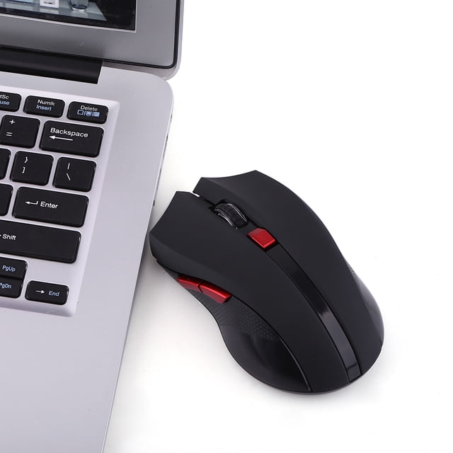 Optical Gaming Mouse Mechanical for Computer Games 6 Keys 2.4GHz Portable, Adjustable DPI Black, Red