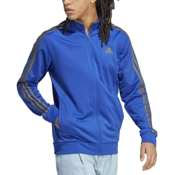 adidas Men's Tricot Track Jacket Semi Lucid Blue/Olive-Small