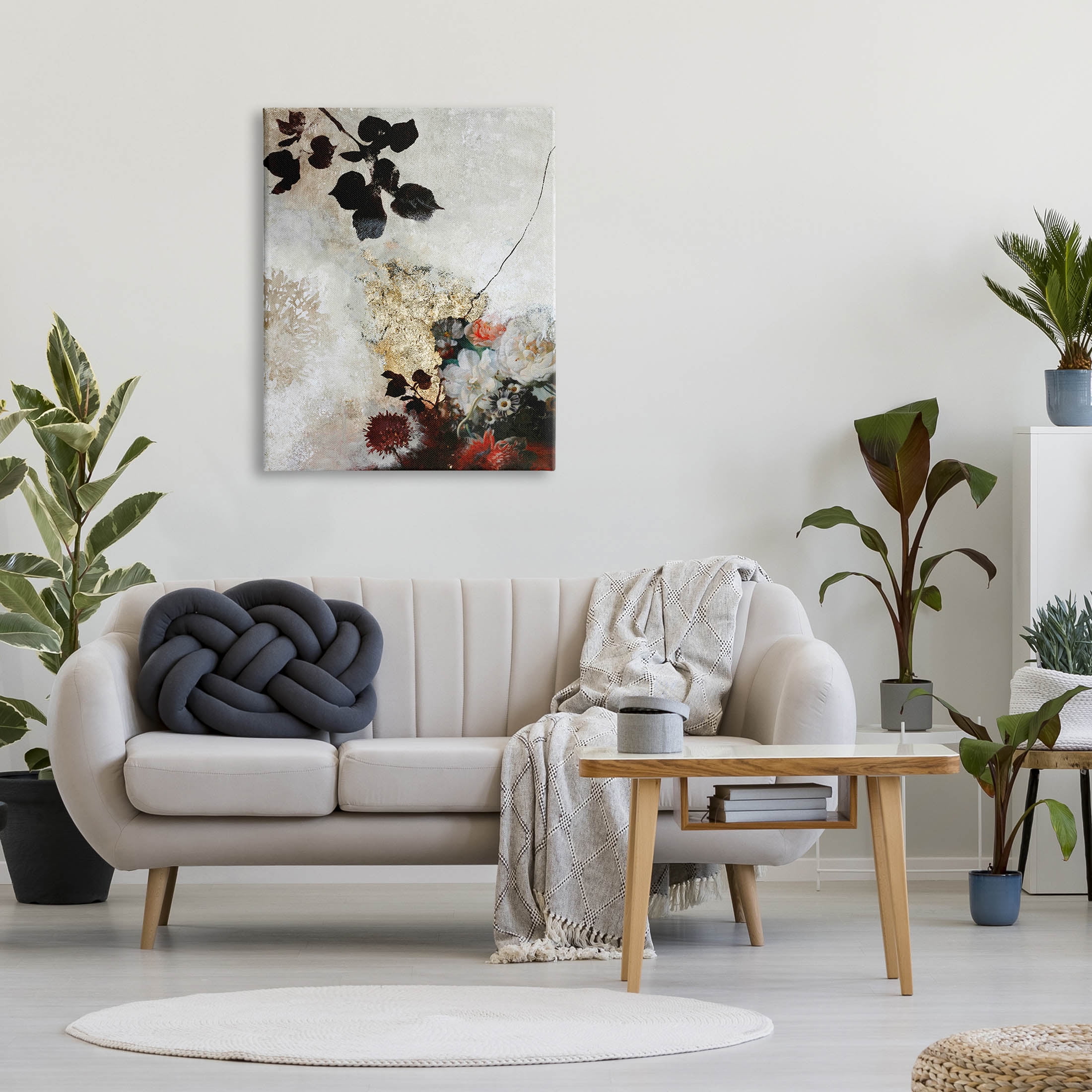 Varied Modern Floral Silhouettes Abstract Graphic Art Gallery Wrapped Canvas Print Wall Art