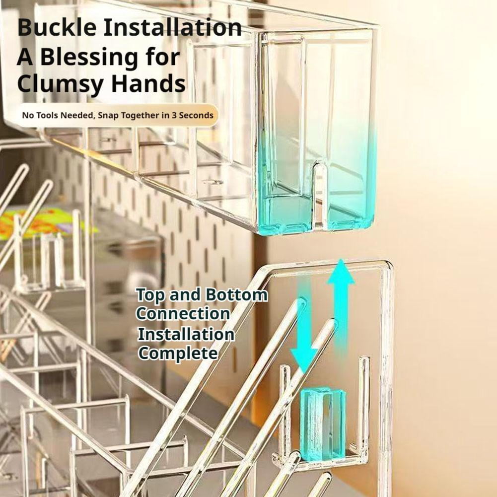 4-Tier Plastic Drink Packet Organizer with 20 Compartments Easy Assembly Water Flavor Mix Holder for Kitchen Cabinet Storage
