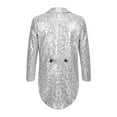 thumbnail image 2 of HULIJA Kids Boys Classic Tuxedo Sequined Blazer Tailcoat Swallowtail Suit Jacket Open Front Wedding Silver 6, 2 of 6