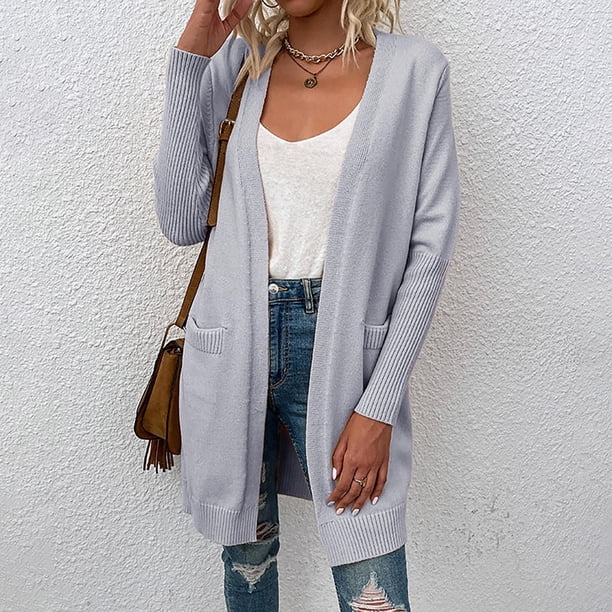 Puntoco moda mujer Casual bolsillos manga larga Casual sólido abrigo cárdigan blusa Puntoco Puntoco-2562