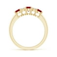 thumbnail image 2 of ANGARA Natural Oval Three Stone Ruby Engagement Ring with Diamonds in 14K Yellow Gold for Women (Size-6x4mm) | July Birthstone, Birthday, Anniversary, Jewelry Gift for Women | Natural Ruby Ring, 2 of 9