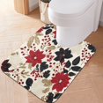 thumbnail image 3 of U-Shaped Toilet Mat Plush Bathroom Rug Mat Non Slip Bathroom Mats Red and Blacks Holly Leaves, 3 of 5