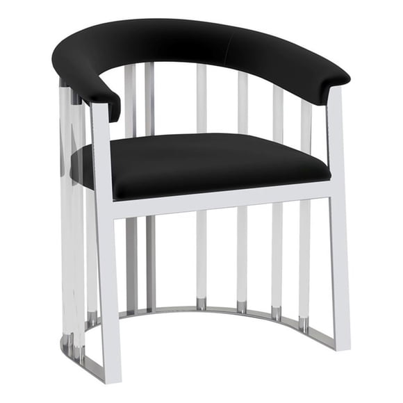 Milan Tania en Acrylique avec Revêtement en Tissu Noir et Fauteuil à Accoudoirs en Acier