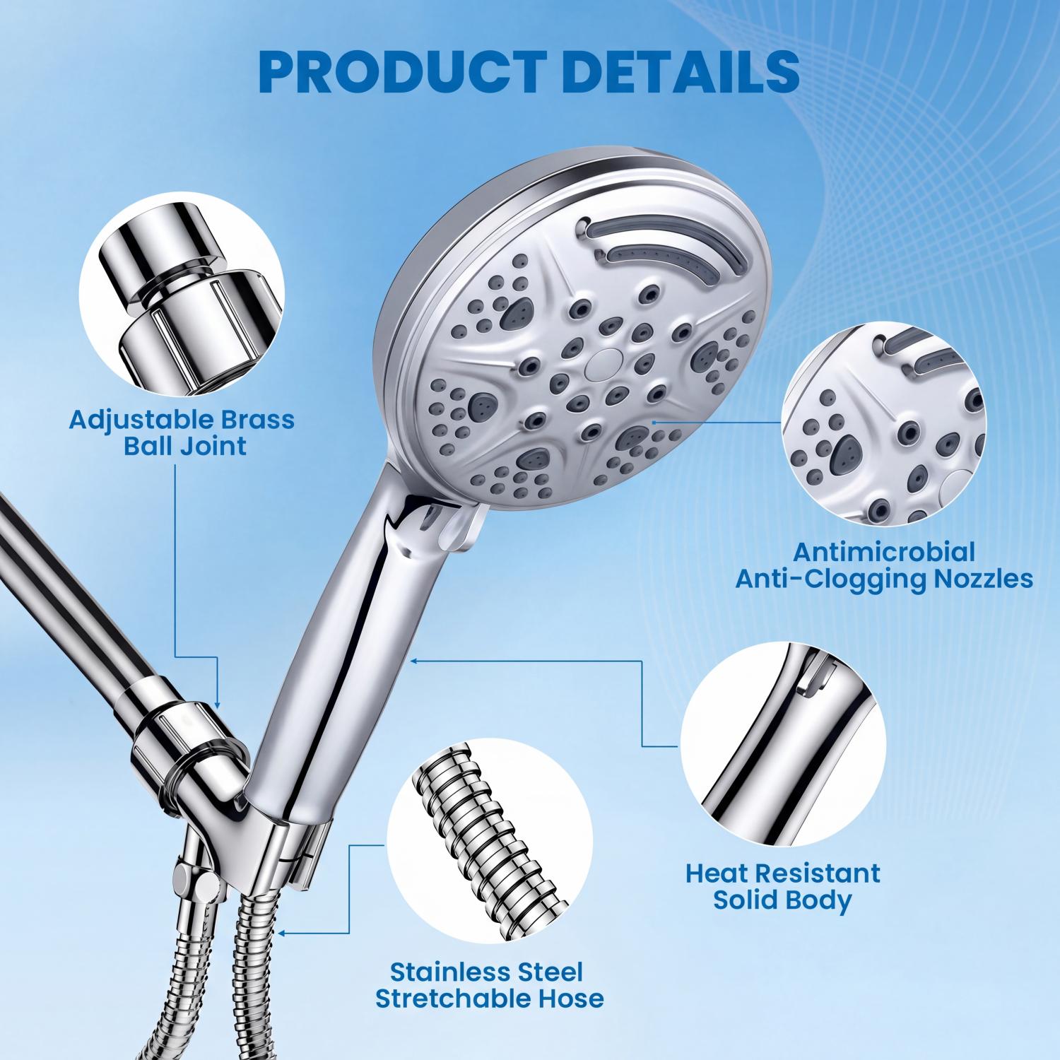 Atupen 10-Mode Shower Head with Handheld and Stainless Steel Hose photo 7