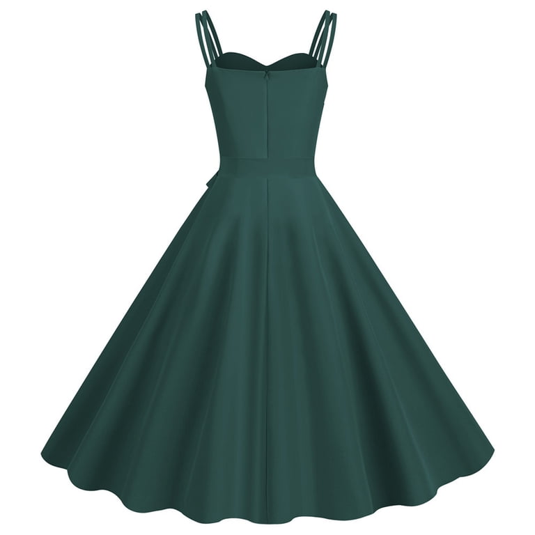 Adeawade Womens Dress Sleeveless 1950S Housewife Evening Party Prom Dress  Ladies Dresses Round Neck Dresses Simple Style Retro Clothes Army Green S -  Walmart.com