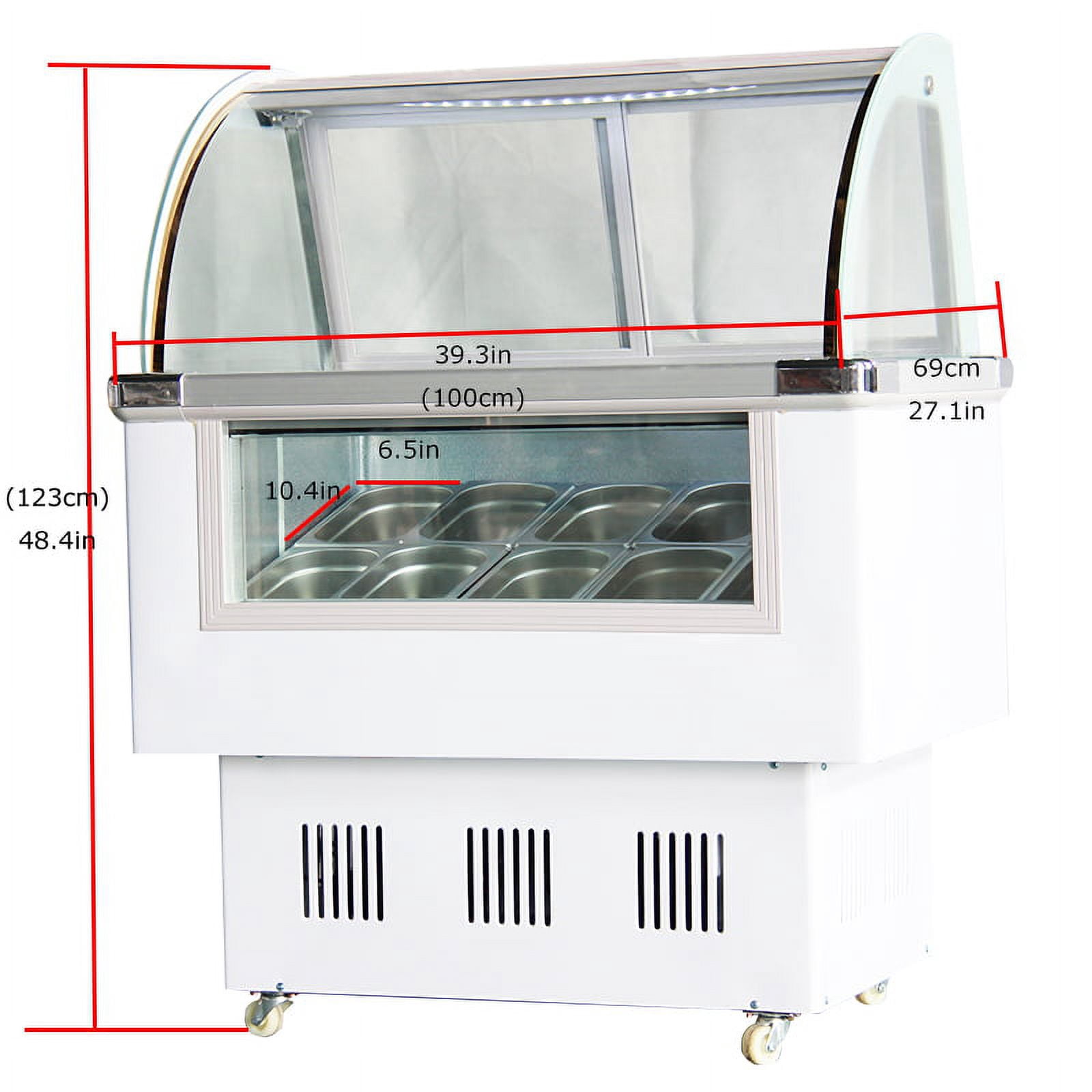 INTBUYING Commercial 10 Pan Hard Ice Cream Showcase Gelato Dipping Cabinet Freezer Display Case 220V