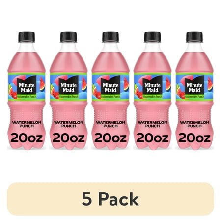 (5 pack) Minute Maid Watermelon Punch Juice Drink Bottle, 20 fl oz