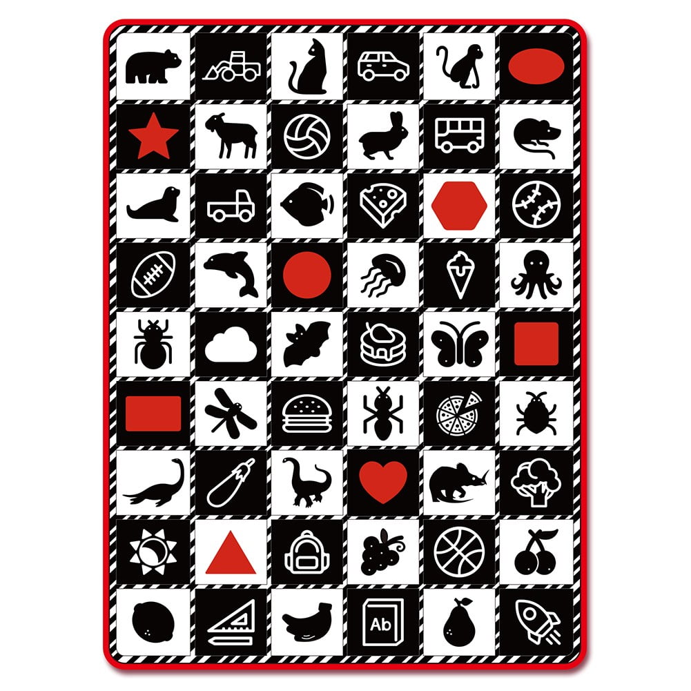 loivesh Baby Mat for Floor,Baby Tummy Time Mat- Black and White High Contrast Interactive Activities Mat,Baby Play Mats for Babies Newborn and Toddlers for Early Learning, Animal Fruits Shapes Vehicle