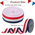 thumbnail image 2 of Uxcell 1-5/8" Red White Navy Striped Grosgrain Ribbon 25 Yard Polyester Stripe Ribbon, 2 of 6