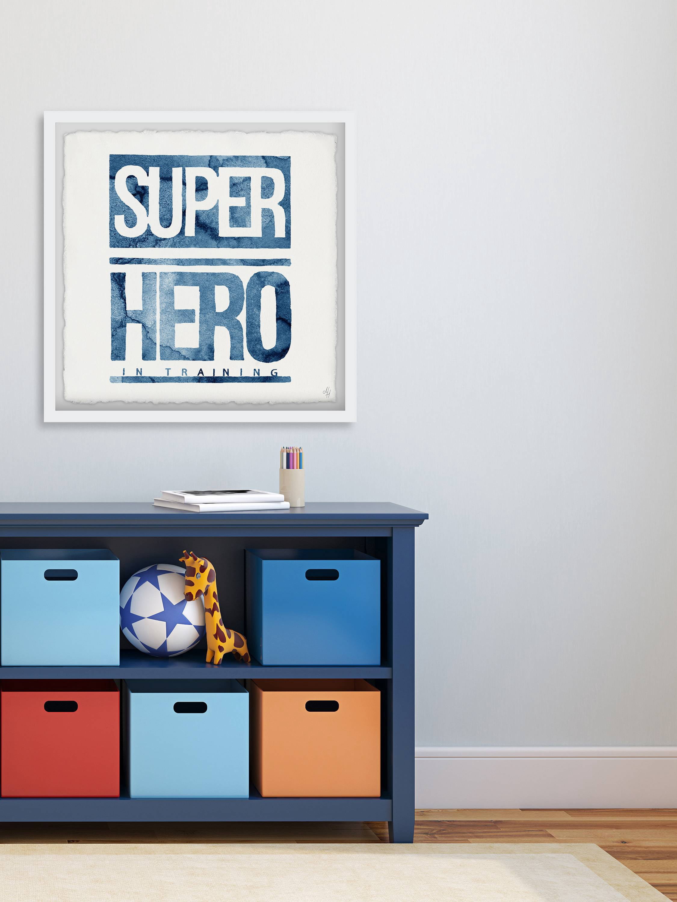 Marmont Hill Blue Superhero in Training Sign Framed Wall Art