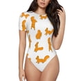 thumbnail image 2 of Goofa Cartoon Squirrel Printed Women Rash Guard Short Sleeve,Tummy control Swimsuit Surfing Swimsuit Bathing Suit One Piece Swimsuit UPF 50-Large, 2 of 9