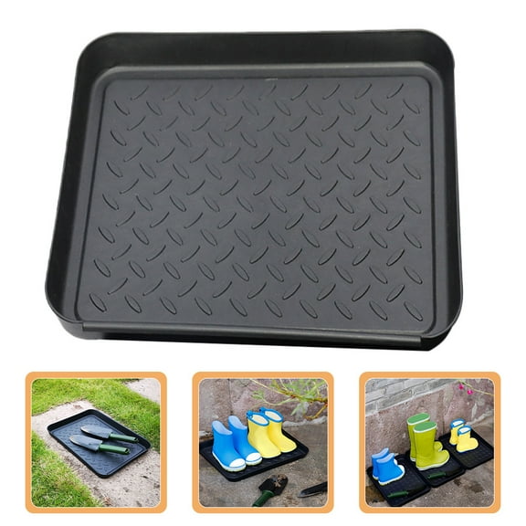 FESTFENDS Mudroom Shoe Tray Black 4Set 13.8X10.6X1.2In