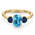 thumbnail image 3 of Gem Stone King 10K Yellow Gold Swiss Blue Topaz and Blue Sapphire Engagement Ring for Women | 2.20 Cttw | Oval 8X6MM | Gemstone November Birthstone | Size 9, 3 of 6