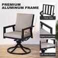 thumbnail image 2 of Nuu Garden Outdoor Swivel Chairs Set of 2, Dining Chairs with Powder-Coated Aluminum Frame for All Weather, Hollow Slatted Seat with Padded Cushions, Black and Gray, 2 of 9