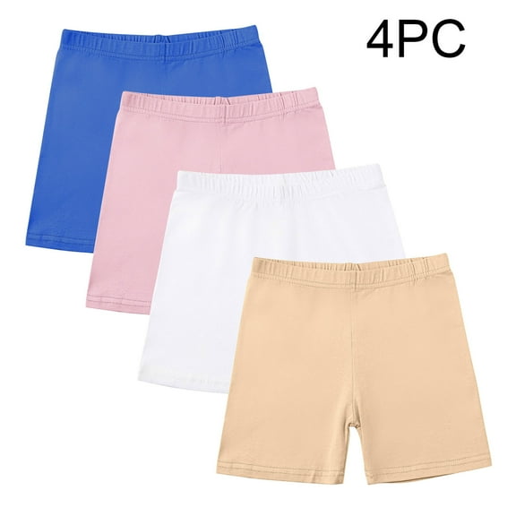 Teen Girls Bike Shorts Cotton Basic Cartwheel Dance Shorts Pack of 4