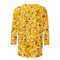 thumbnail image 5 of Craaazy Womens Trendy Tops Plus Size Loose Fit Solid Color Crew Neck Casual Style 3/4 Sleeve Floral Gradient Print T-shirt for Spring, Summer, Daily Outings, 5 of 5