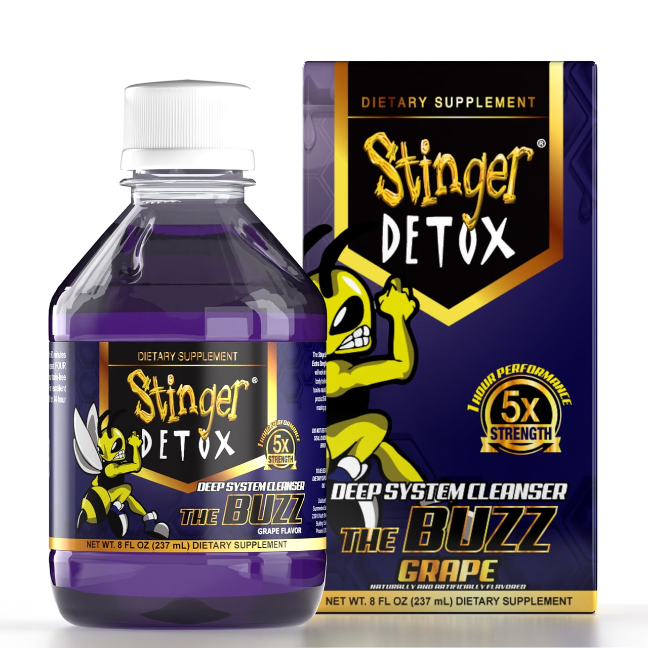 Stinger Detox Buzz 5X Extra Strength Drink Grape Flavor 8 FL OZ