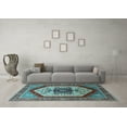thumbnail image 3 of Ahgly Company Indoor Square Oriental Light Blue Industrial Area Rugs, 7' Square, 3 of 4