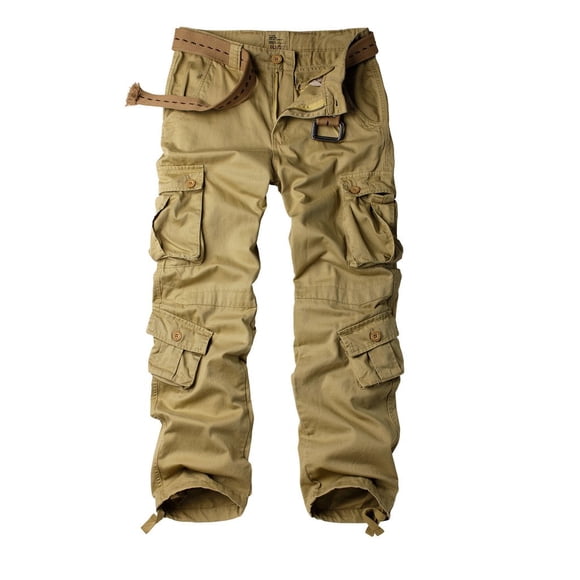 AKARMY Pantalon Cargo de Combat Militaire Décontracté en Coton pour Hommes avec 8 Poches Kaki 34