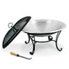 Hammered Stainless Steel Fire Pit With 30" Safety Screen
