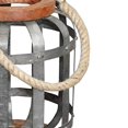 thumbnail image 3 of Benjara I551-FDS002 Wooden Base Bellied Shape Industrial Hanging Galvanized Lantern with Rope Handle, Gray, 3 of 5