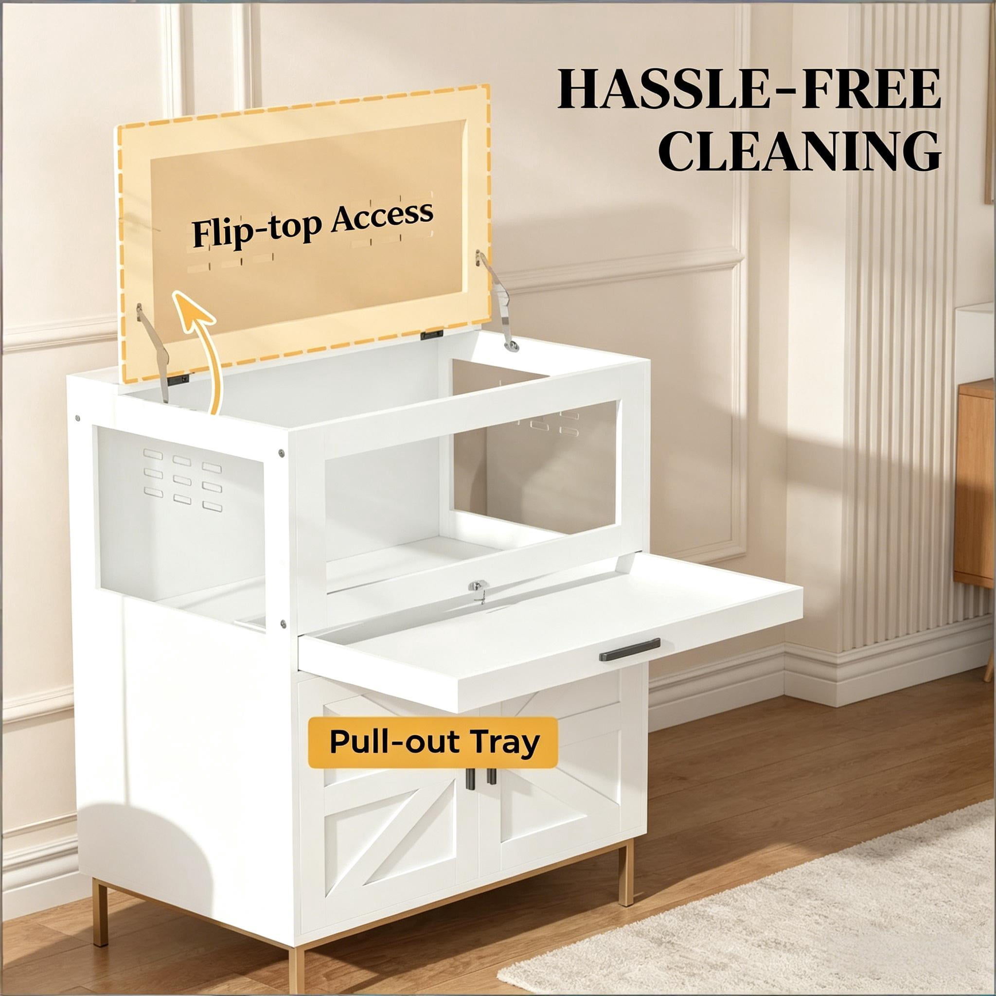 Spacious Pet Cage, Hamster Cage, Hedgehogs Cage with a Removable Sliding Tray and a lift-up Top