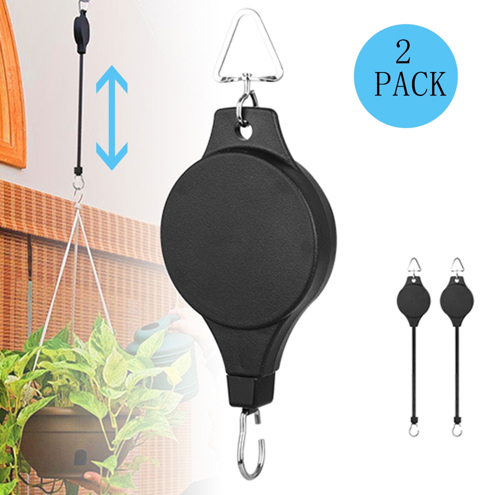 LNKOO 2 Pack Plant Pulley Adjustable Hanging Planters Flower Basket