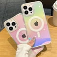 thumbnail image 4 of Transparent Gradient Rainbow Laser Phone Case For iPhone 16 15 14 Pro Max 13 12 11 For Magsafe Magnetic Wireless Charging Cover tzw, 4 of 7