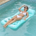 thumbnail image 1 of Tumbona inflable para piscina con reposacabezas, cama flotante inflable, colchón de aire portátil para fiestas en la piscina, 1 of 7