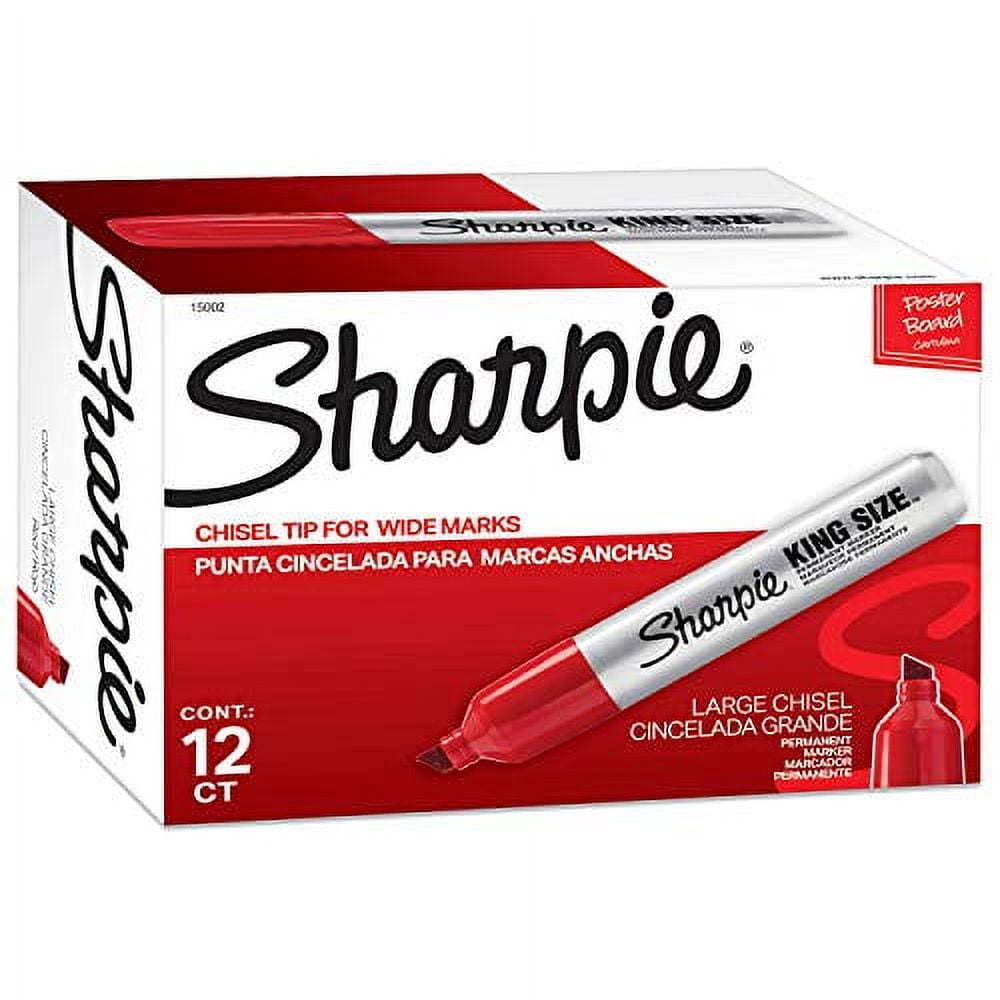 Sharpie, SAN15002, King-Size Permanent Markers, 12 / Dozen, Red Ink, Silver Barrel