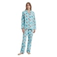 thumbnail image 3 of GLOBAL Conjunto de Pijamas de Franela para Mujer, Pijamas 100% Algodón para Mujer, Ropa de Estar por Casa, Manga Larga, Botón, Cordón en la Cintura, Ropa de Dormir Cálida, Conejo Verde S, 3 of 6