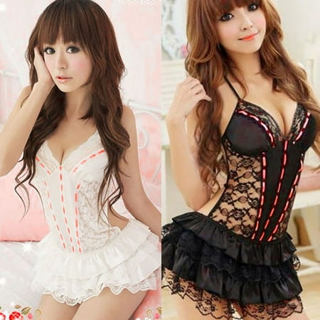 

XINKAIRUN Underwear Fashion Women Bow Uniforms Temptation Underwear Siamese Nightdress (Buy 2 Get 1 Free)