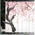 thumbnail image 4 of Ambesonne Japanese Shower Curtain, Watercolor Effect Cherry, 69"Wx75"L, Black Pink, 4 of 5